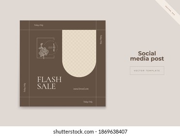 Sale square banner template with flowers logo for social media posts, mobile apps, banners design and web internet ads. Trendy abstract square template with colorful concept.