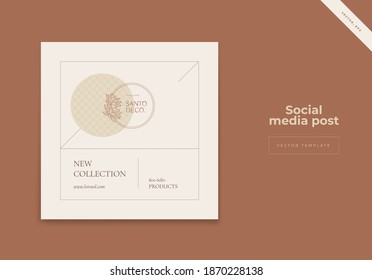 Sale square banner template with flowers logo for social media posts, mobile apps, banners design and web internet ads. Trendy abstract square template with colorful concept.