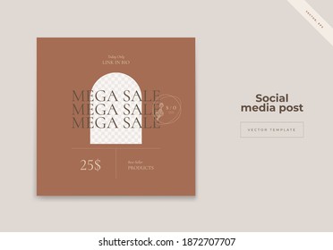 Sale square banner template with flowers logo for social media posts, mobile apps, banners design and web internet ads. Trendy abstract square template with colorful concept.