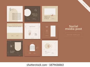 Sale square banner template with flowers logo for social media posts, mobile apps, banners design and web internet ads. Trendy abstract square template with colorful concept.