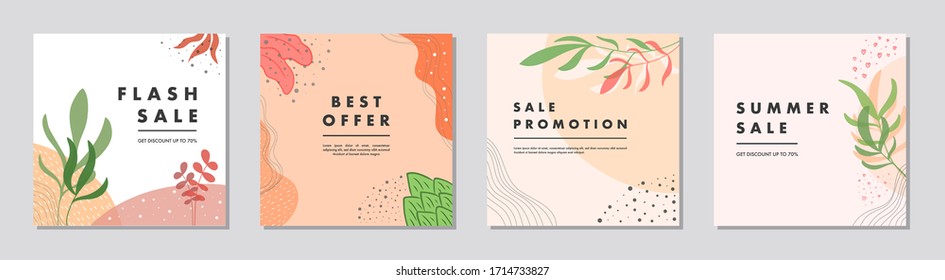 Sale square banner template for social media posts, mobile apps, banners design and web/internet ads. Trendy abstract square template with colorful concept.