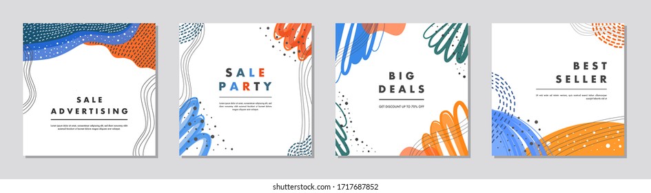 Sale square banner template for social media posts, mobile apps, banners design and web/internet ads. Trendy abstract square template with colorful concept.