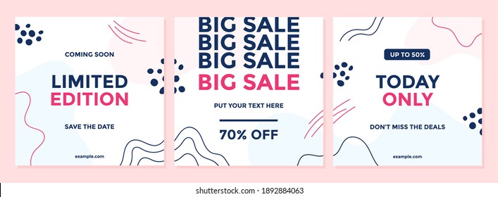 Sale square banner template for social media posts, mobile apps, banners design, web or internet ads. Trendy abstract square template with colorful concept.