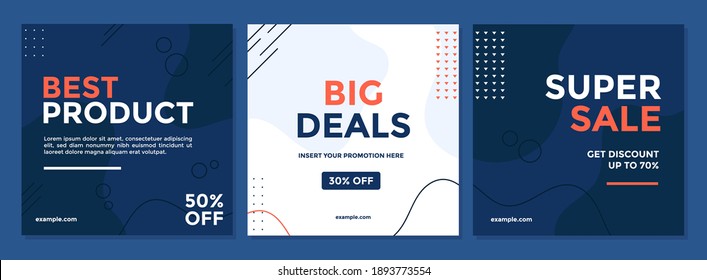 Sale square banner template for social media posts, mobile apps, banners design, web or internet ads. Trendy abstract square template with geometric concept.	