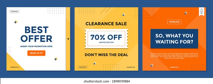 Sale square banner template for social media posts, mobile apps, banners design, web or internet ads. Trendy geometric abstract square template.