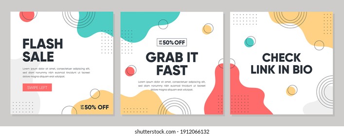 Sale square banner template for social media posts, mobile apps, banners design, web or internet ads. Trendy abstract square template with colorful concept.