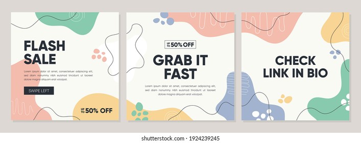 Sale square banner template for social media posts, mobile apps, banners design, web and internet ads. Trendy abstract square template with colorful concept.