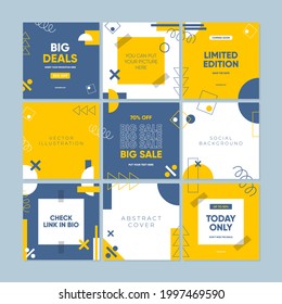 Sale square banner template for social media posts, mobile apps, banners design, web or internet ads. Trendy abstract square template with geometric concept.