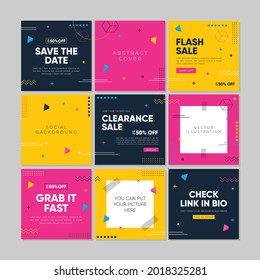 Sale square banner template for social media promotion, banners design, web or internet ads. Abstract square template with colorful geometric concept.