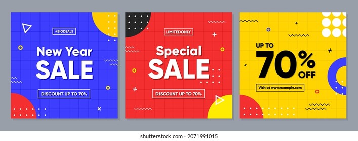 Sale square banner template for social media posts, mobile apps, banners design, web or internet ads. Trendy abstract square template with geometric shape