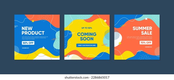 Sale square banner template for social media posts, mobile apps, banners design, web or internet ads. Trendy abstract square template with wavy lines concept.