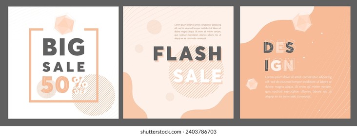 Sale square banner template for social media posts, mobile apps, banners design, web or internet ads. Trendy abstract square template with Peach fuzz 