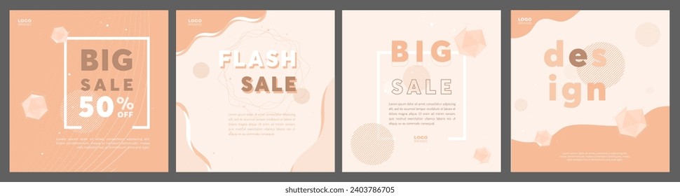 Sale square banner template for social media posts, mobile apps, banners design, web or internet ads. Trendy abstract square template with Peach fuzz 