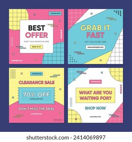 Sale square banner template for social media posts, mobile apps, banners design, web or internet ads. Trendy abstract square template with geometric concept