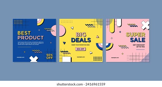 Sale square banner template for social media posts, mobile apps, banners design, web or internet ads. Trendy abstract square template with geometric concept.