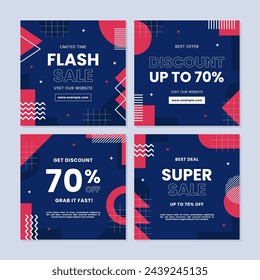 Sale square banner template for social media posts, mobile apps, banners design, web or internet ads. Trendy abstract square template with geometric concept.