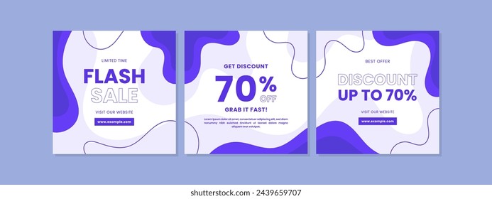 Sale square banner template for social media posts, mobile apps, banners design, web or internet ads. Trendy abstract square template with purple colors