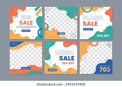 Sale square banner template for social media posts, mobile apps, banners design, web or internet ads. Trendy abstract square template with geometric concept.	