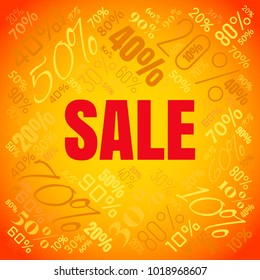 Sale square word cloud made of different percentages of discounts. Vector illustration for advertising offer