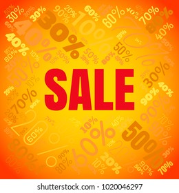 Sale square word cloud made of different percentages of discounts. Vector illustration for advertising offer