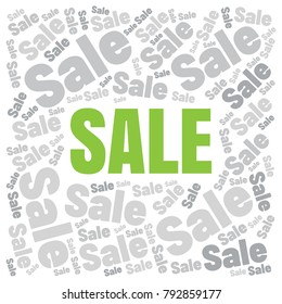 Sale square word cloud made of different percentages of discounts. Vector illustration for advertising offer