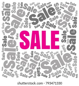 Sale square word cloud made of different percentages of discounts. Vector illustration for advertising offer