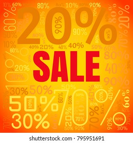 Sale square word cloud made of different percentages of discounts. Vector illustration for advertising offer