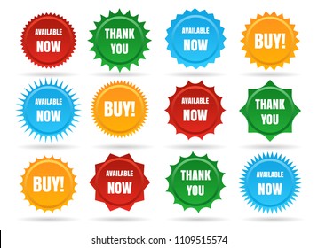 Sale star shape badges. Vector starburst promo stickers, sunburst promotion button isolated on white background