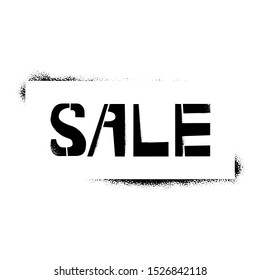 Sale stencil lettering in frame. Spray paint graffiti on white background. Design lettering templates for greeting cards, overlays, posters