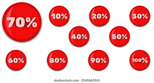 sale sticker, 3d shiny button, percentage off, glossy circular stickers