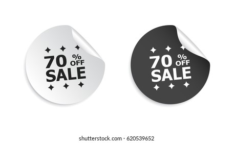 Sale sticker. Sale up to 70 percents. Business sale tag label vector illustration on white background.