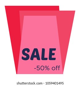 Sale sticker with abstract red geometric forms. Vector illustration

