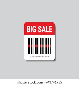 Sale Sticker With Bar Code For Scanning Icon Isolated Vector Illustration