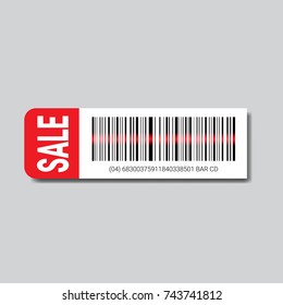 Sale Sticker With Bar Code For Scanning Icon Isolated Vector Illustration