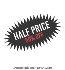 Sale sticker for black friday promotion. Vector illustration of oval sticker with star or sun burst edges and discount sign. Black friday and cyber monday sale circular label