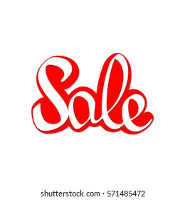 Sale, sticker, calligraphy lettering, word design template, vector illustration