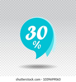 Sale sticker. Discount 30%. Special offer banner template design. Vector illustration.