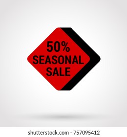 Sale sticker with hand drawn elements in red and black colors on white background. 50 percent seasonal sale.