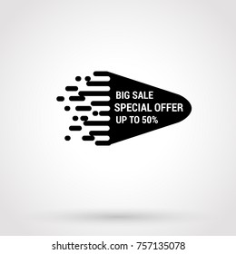 Sale sticker with hand drawn elements in black and white colors on white background. Hot price. Up to 50