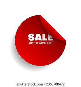 Sale sticker icon with red paper style.discount banner design vector