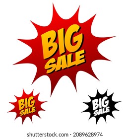 Sale sticker icon set . Red color special offer, discount tag. Simple realistic design. Flat style vector illustration.