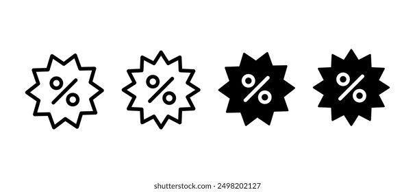 Sale sticker icon vector set. Percent tag symbol