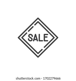 Sale sticker line icon. Price label linear style sign for mobile concept and web design. Sale emblem outline vector icon. Symbol, logo illustration. Vector graphics