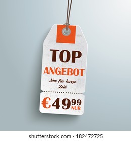 Sale sticker on the grey background. German text "Top Angebot" and "Nur fÃ?Â?Ã?Â¼r kurze Zeit", translate "Best Offer" and "limited time only". Eps 10 vector file.