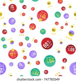 Sale sticker seamless pattern on white background. Flat illustration EPS 10
