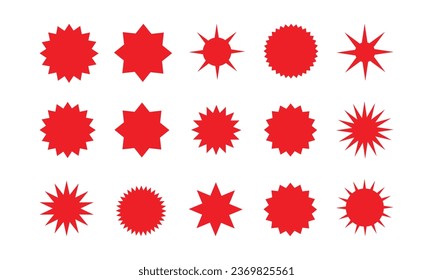sale sticker set, price tag, quality mark, shopping levels, special offer in star shapes.