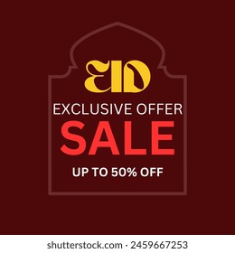 Sale sticker, tag or label of limited offer for Islamic festival, Eid Mubarak celebration background.Eid Mubarak Greetings, Eid Sale Vector Banner Design eps vector file