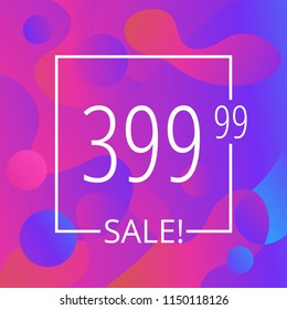 Sale sticker or tag vector template with abstract background, white frame and sample text
