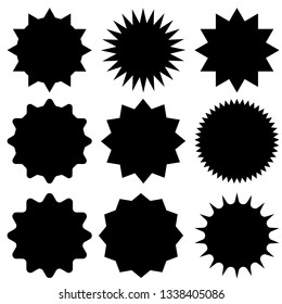 Sale sticker vector icon set.  price tag illustration sign collection. quality mark symbol. starburst logo. 