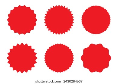 Vector de pegatina de venta. Conjunto de estrellas rojas. No. Icono de etiqueta de precio